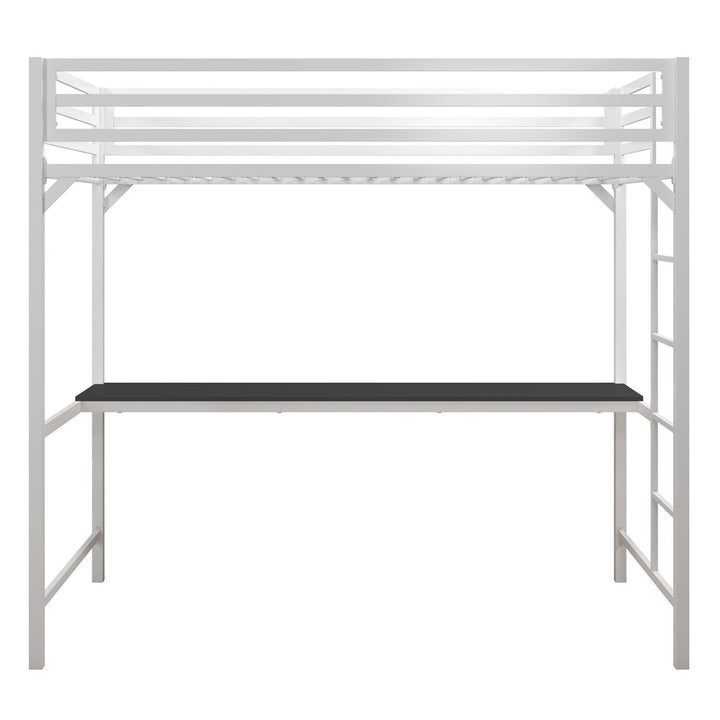 Miles Metal Full Loft Bed with Desk with an Integrated Ladder - White - Twin