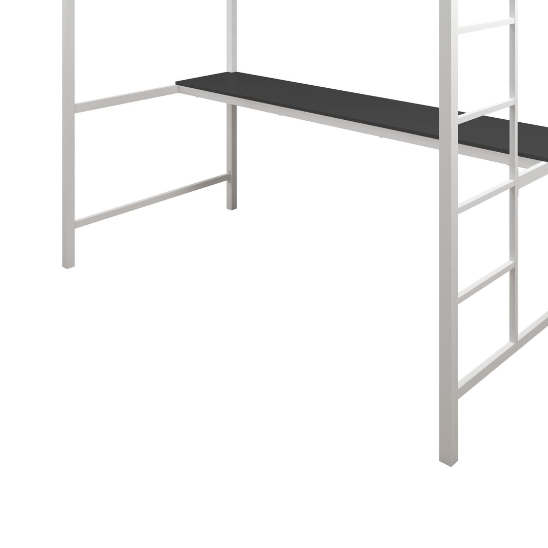 Miles Metal Full Loft Bed with Desk with an Integrated Ladder - White - Twin