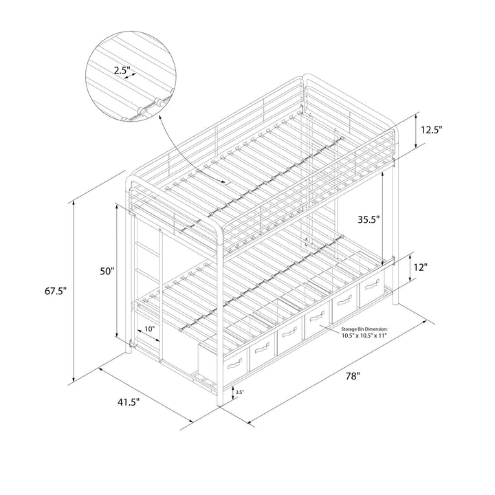 Functional twin-over-twin bunk design -  Silver 