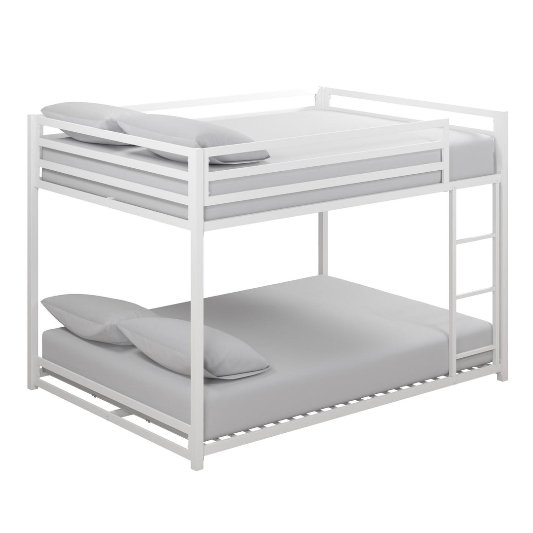 Miles Full Over Full Metal Bunk Bed with Metal Slats and Integrated Ladder - White - Full-Over-Full