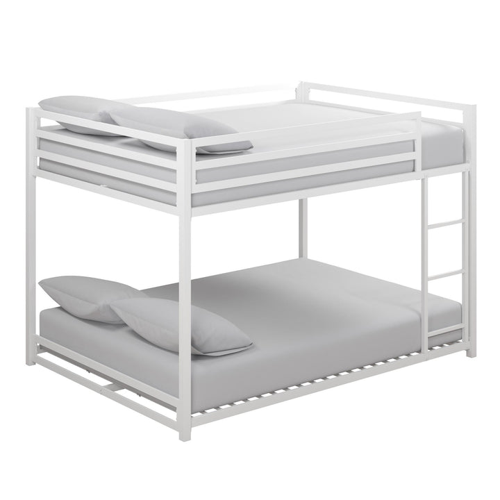 Miles Full Over Full Metal Bunk Bed with Metal Slats and Integrated Ladder - White - Full-Over-Full
