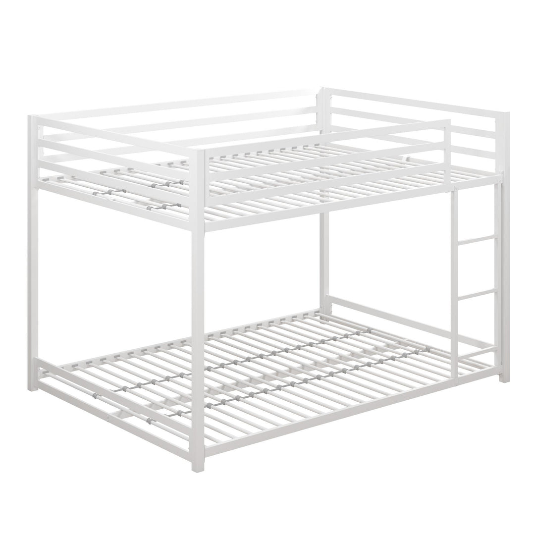 Miles Full Over Full Metal Bunk Bed with Metal Slats and Integrated Ladder - White - Full-Over-Full