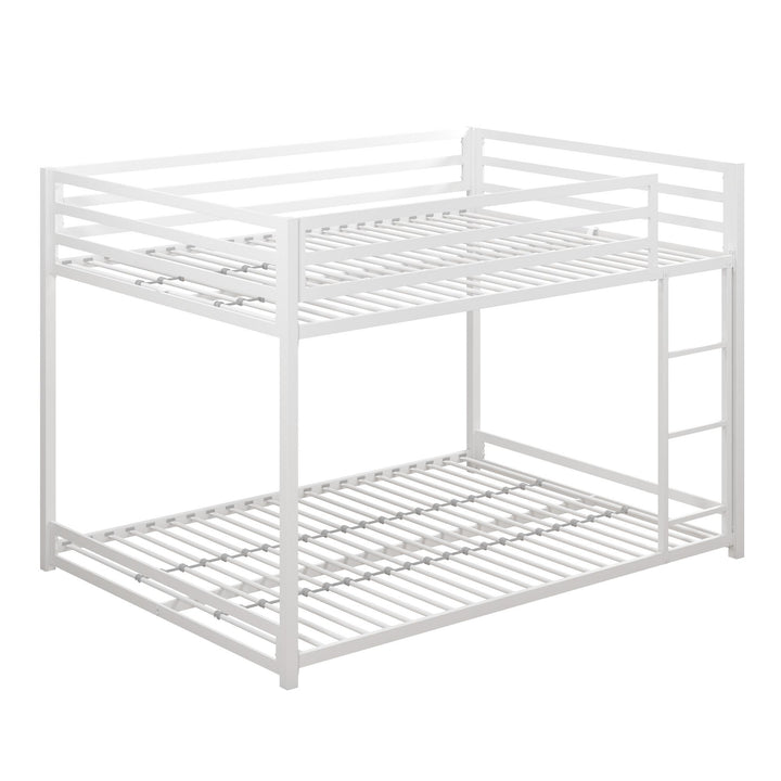 Miles Full Over Full Metal Bunk Bed with Metal Slats and Integrated Ladder - White - Full-Over-Full