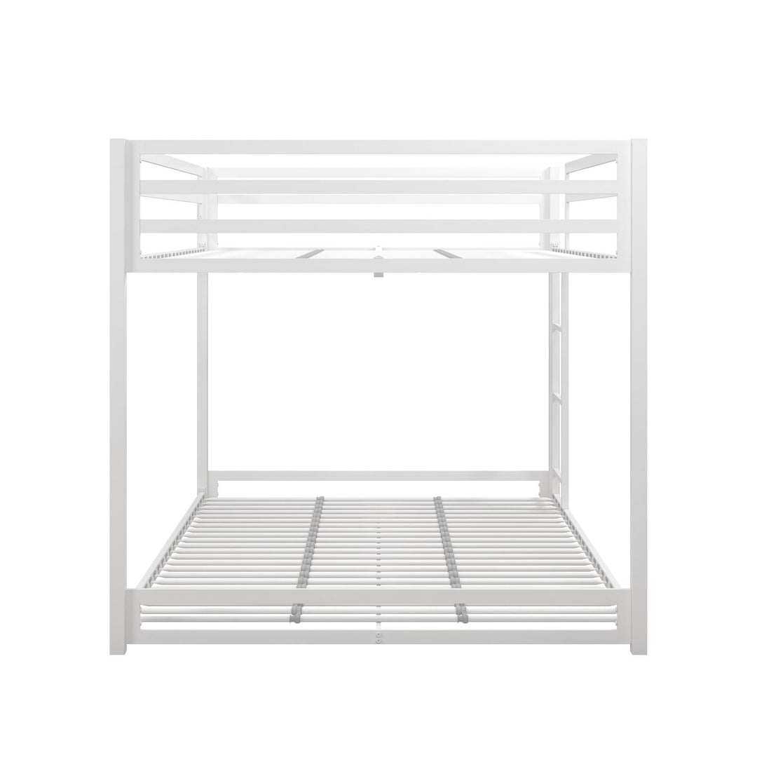 Miles Full Over Full Metal Bunk Bed with Metal Slats and Integrated Ladder - White - Full-Over-Full