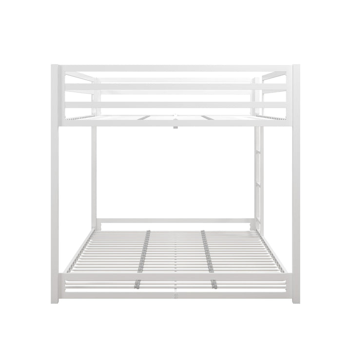 Miles Full Over Full Metal Bunk Bed with Metal Slats and Integrated Ladder - White - Full-Over-Full