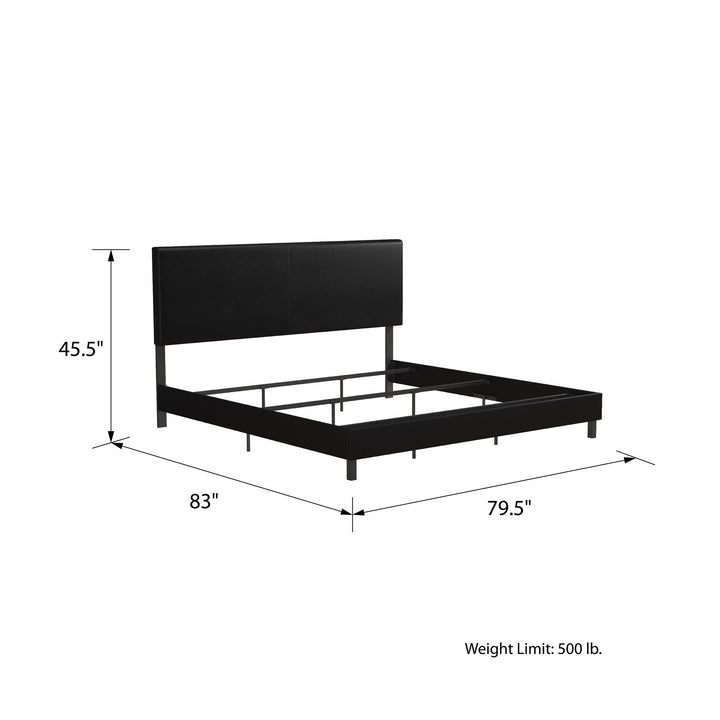 Janford Bed with Upholstery -  Black Faux Leather  -  King