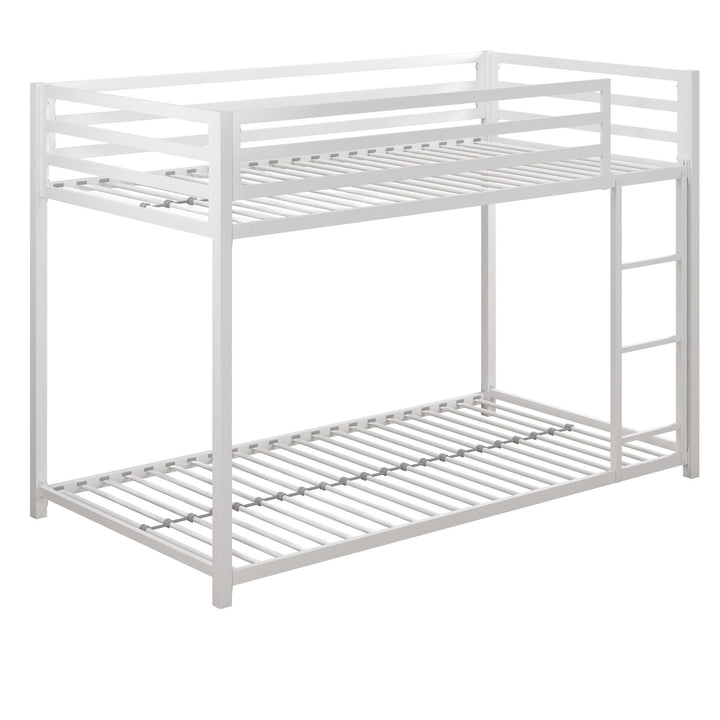 Best Miles Twin Over Twin Metal Bunk Bed -  White  - Twin-Over-Twin