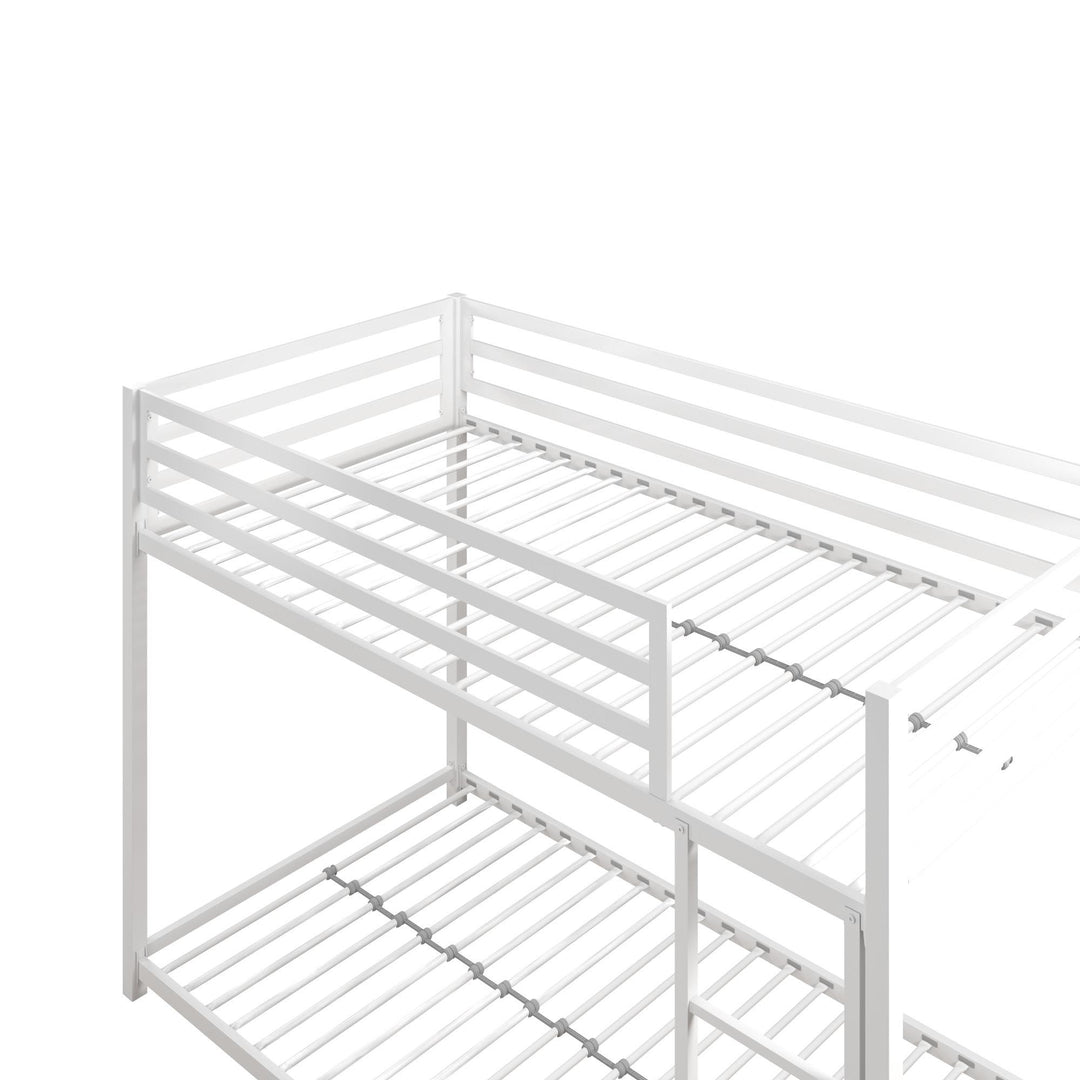 Stylish Miles Twin Over Twin Bunk Bed -  White  - Twin-Over-Twin
