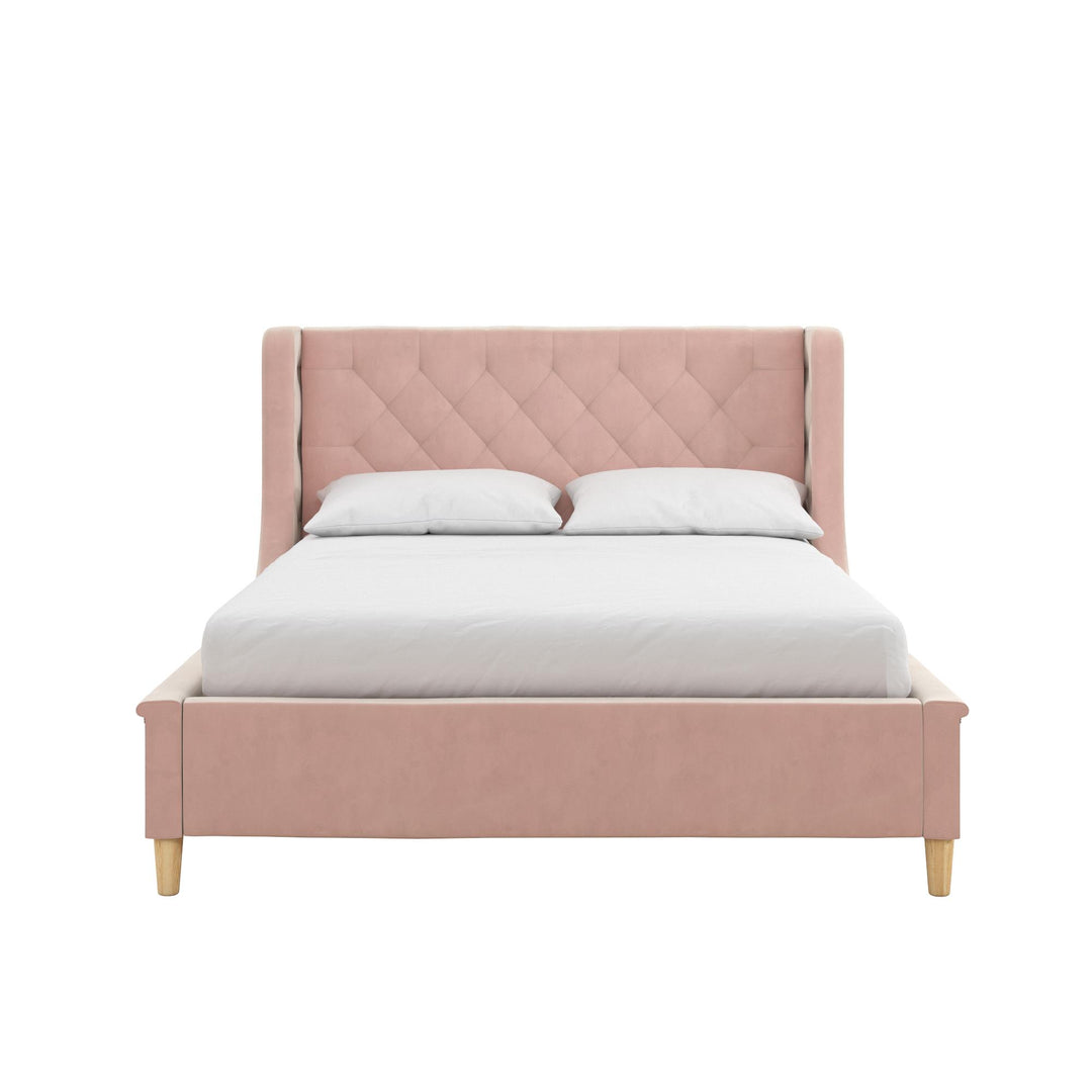 Monarch Hill Ambrosia Upholstered Bed with Diamond Tufted Headboard - Pink - Full
