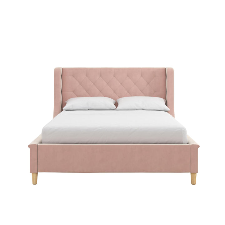 Monarch Hill Ambrosia Upholstered Bed with Diamond Tufted Headboard - Pink - Full