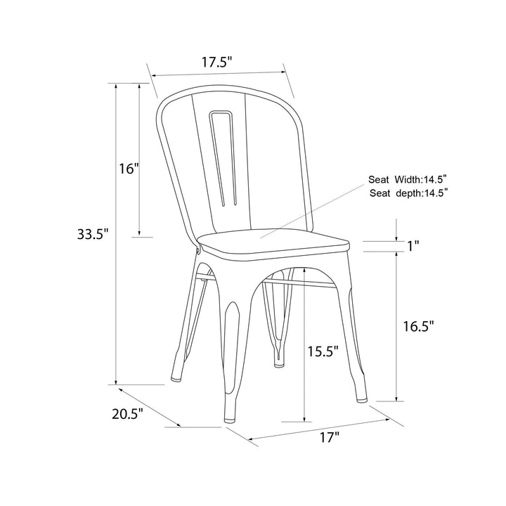 Fusion Metal Dining Chair with Wood Seat, Set of 2 - Silver