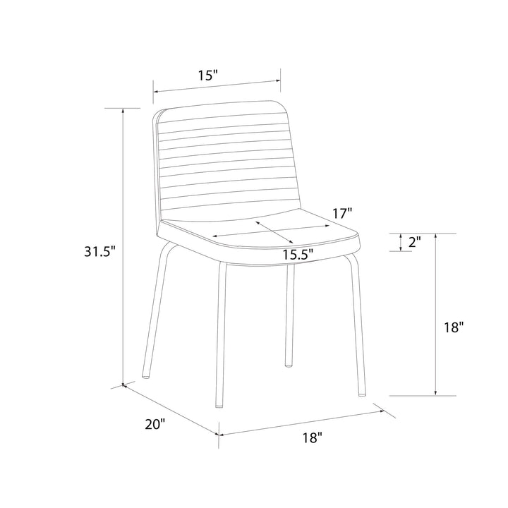 Wynn Armless Dining Chair - Gray - Set of 2