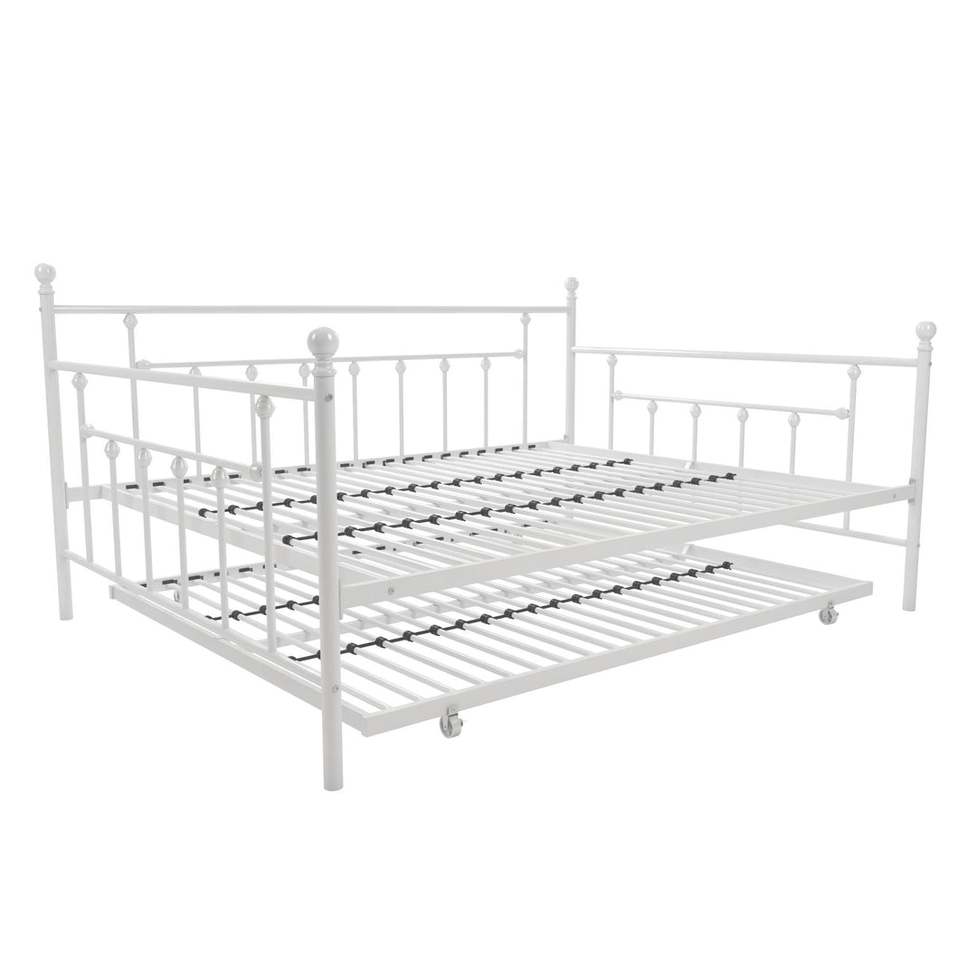 Manila Metal Daybed and Trundle Set with Sturdy Metal Frame and Slats - White - Queen