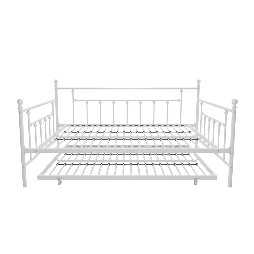 Manila Metal Daybed and Trundle Set with Sturdy Metal Frame and Slats - White - Queen