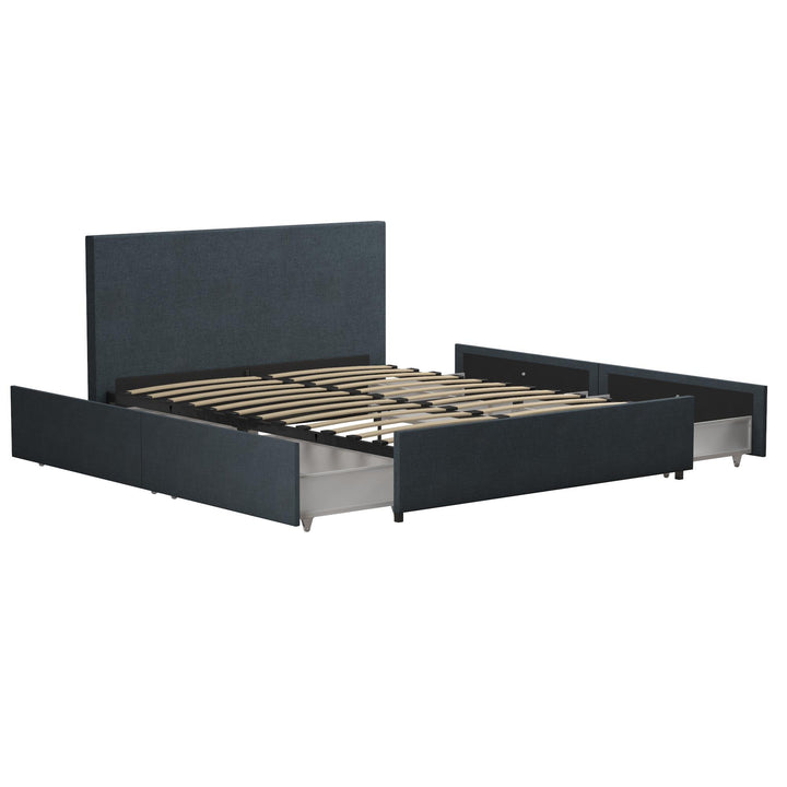 Bed with 4 Storage Drawers -  Navy 