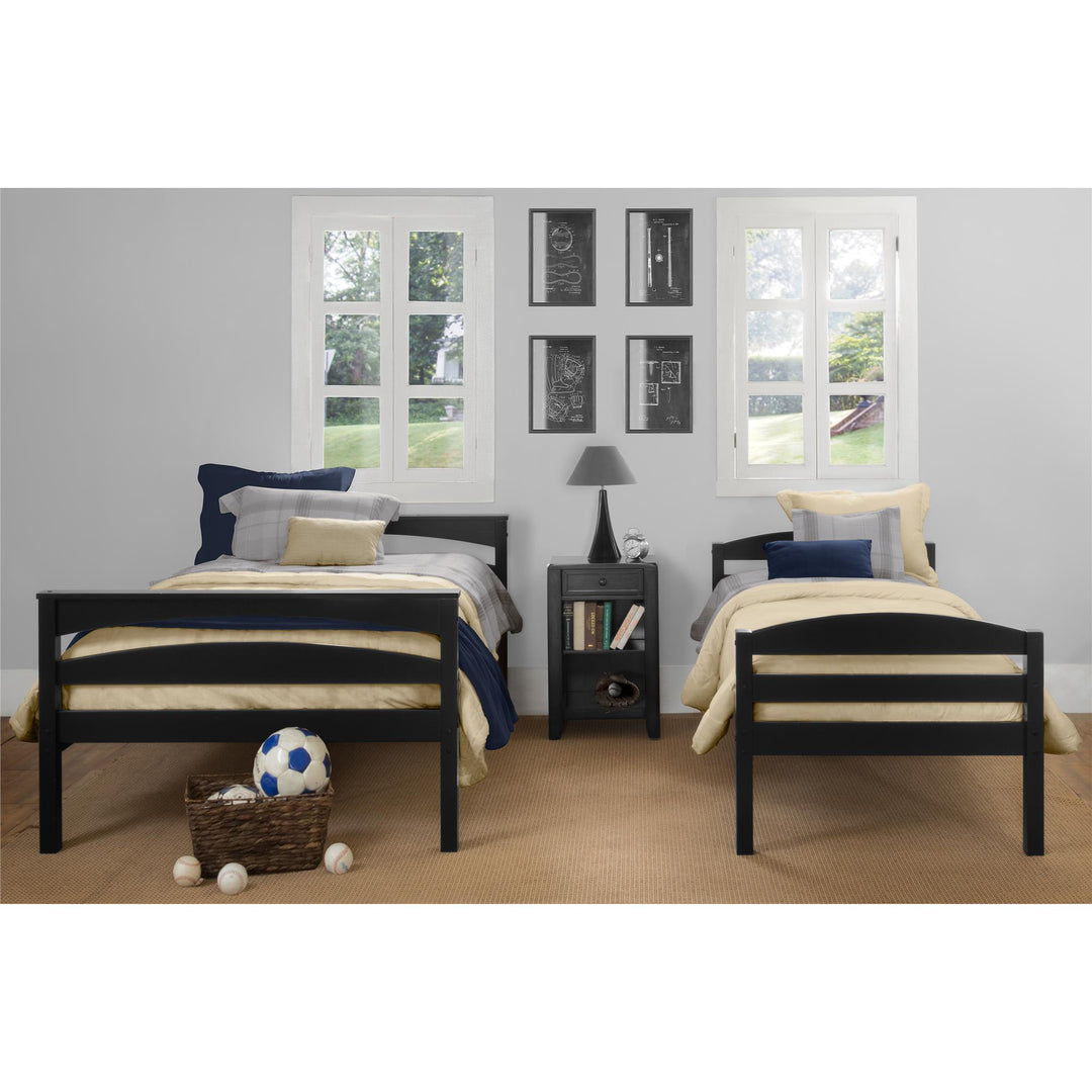 Brady Twin over Full Wooden Bunk Bed Frame with Ladder - Black