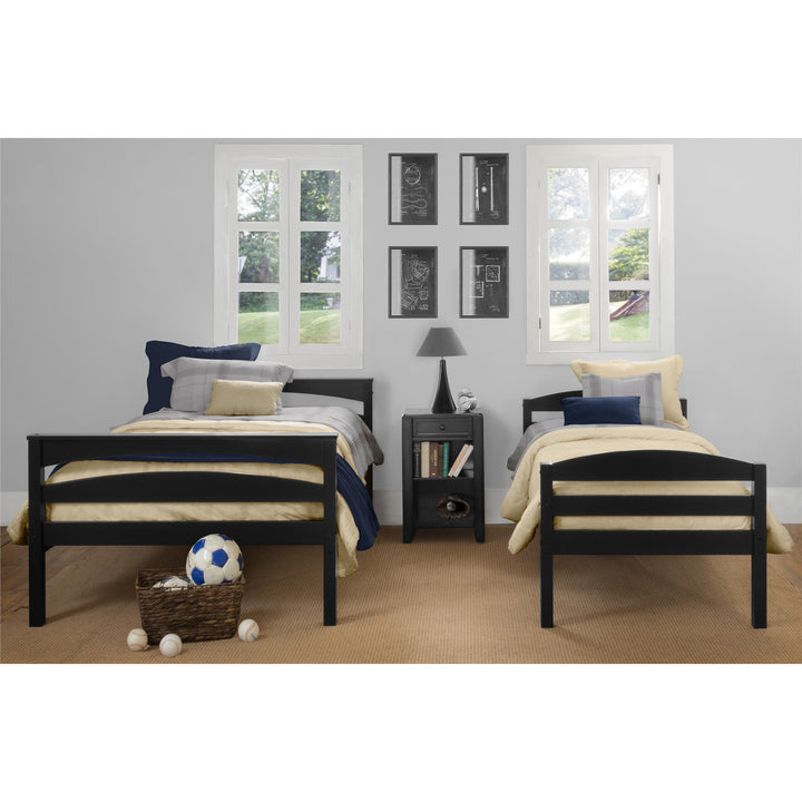 Brady Twin over Full Wooden Bunk Bed Frame with Ladder - Black