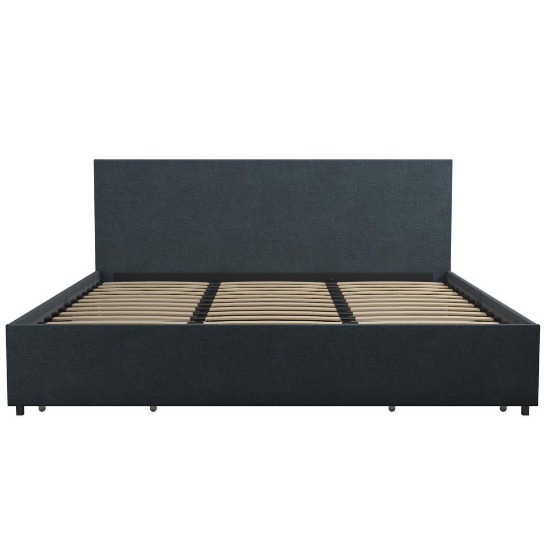 Kelly Upholstered Bed with 4 Storage Drawers - Navy - King