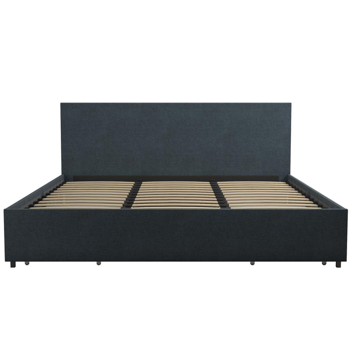 Kelly Upholstered Bed with 4 Storage Drawers - Navy - King