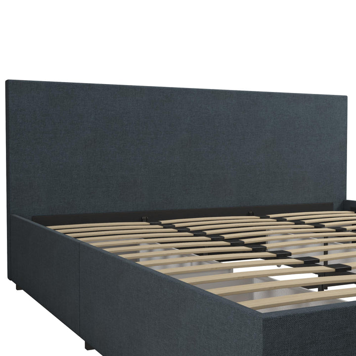 Kelly Upholstered Bed with 4 Storage Drawers - Navy - King