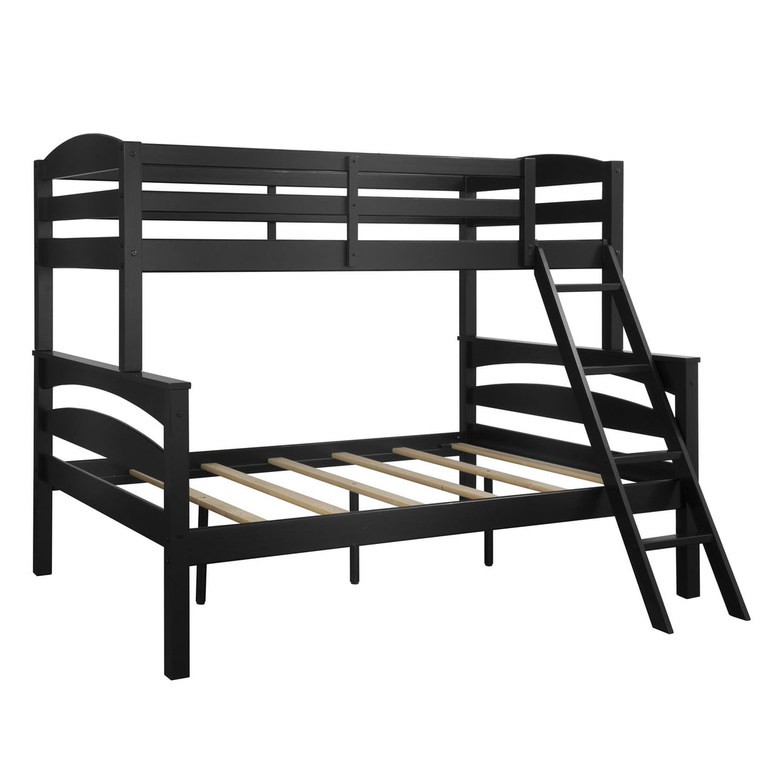 Brady Twin over Full Wooden Bunk Bed Frame with Ladder - Black