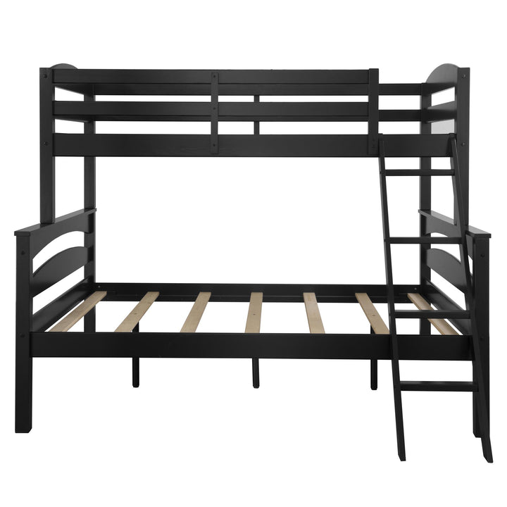 Brady Twin over Full Wooden Bunk Bed Frame with Ladder - Black