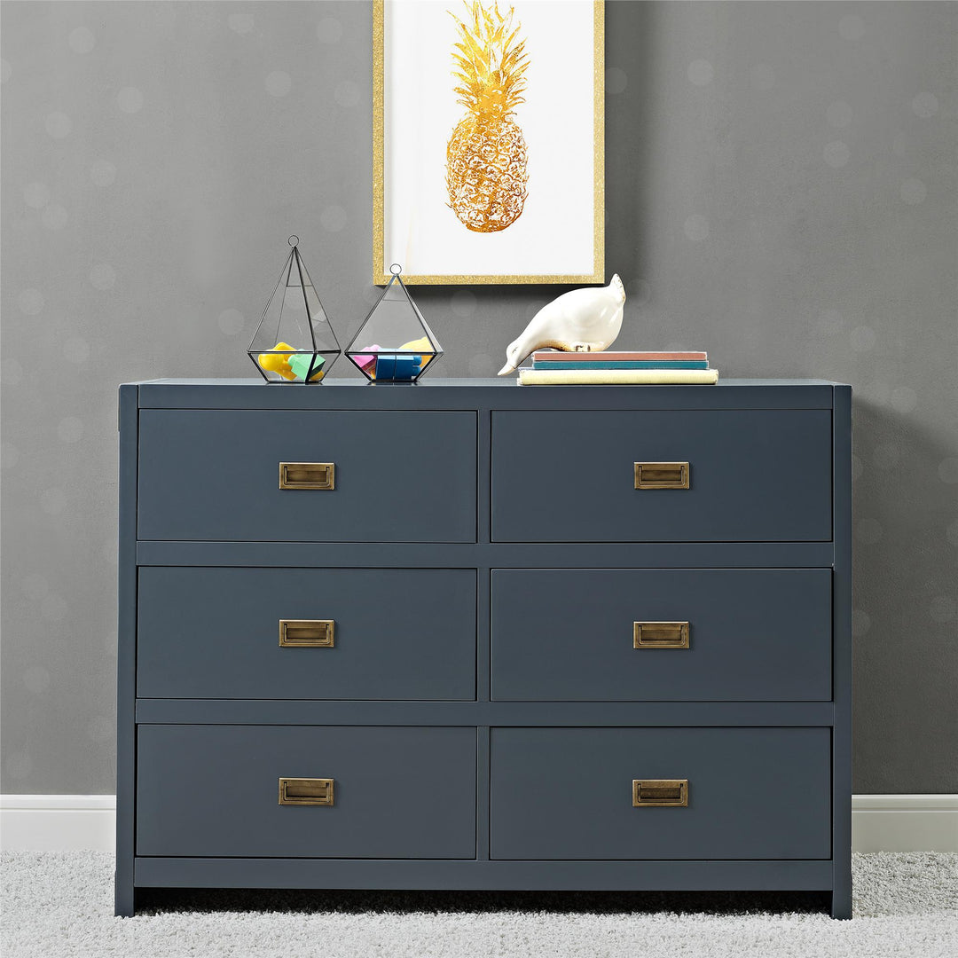 Wood Dresser with Spacious Drawers -  Graphite Blue