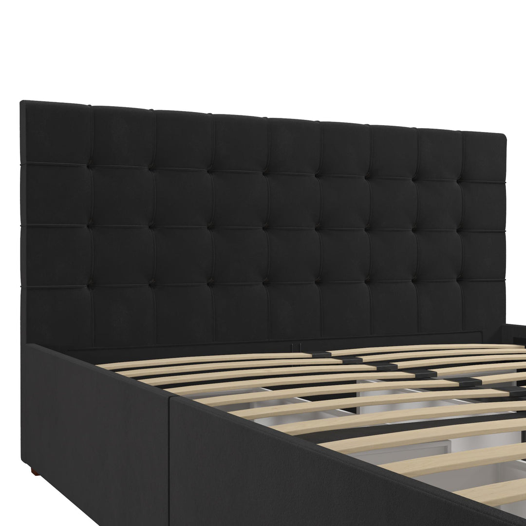 Elizabeth Upholstered Bed with Storage - Black - Queen