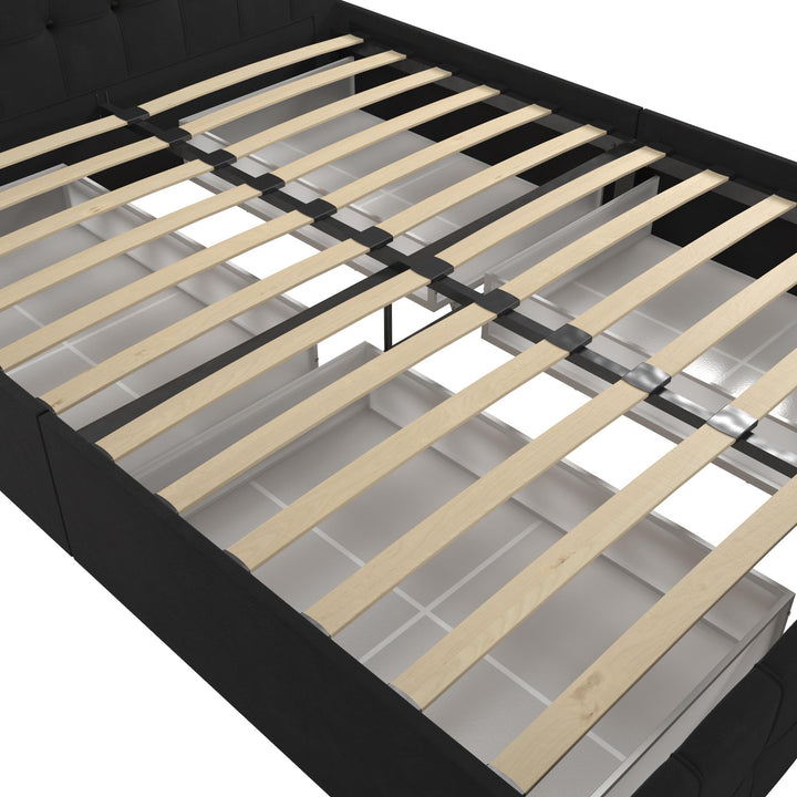Elizabeth Upholstered Bed with Storage - Black - Queen