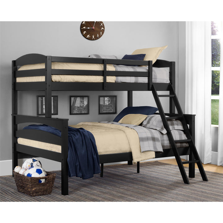 Brady Twin over Full Wooden Bunk Bed Frame with Ladder - Black
