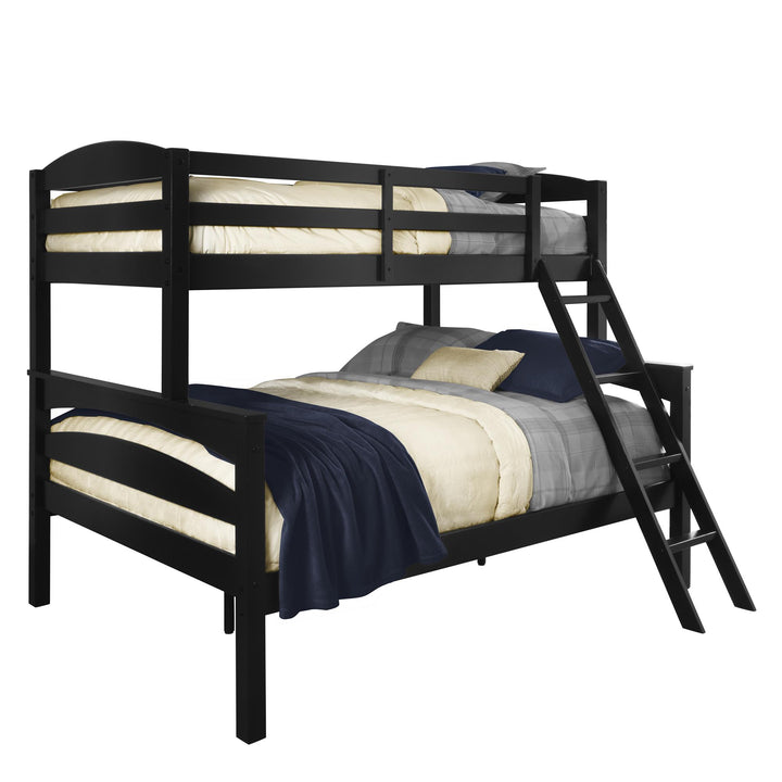 Brady Twin over Full Wooden Bunk Bed Frame with Ladder - Black