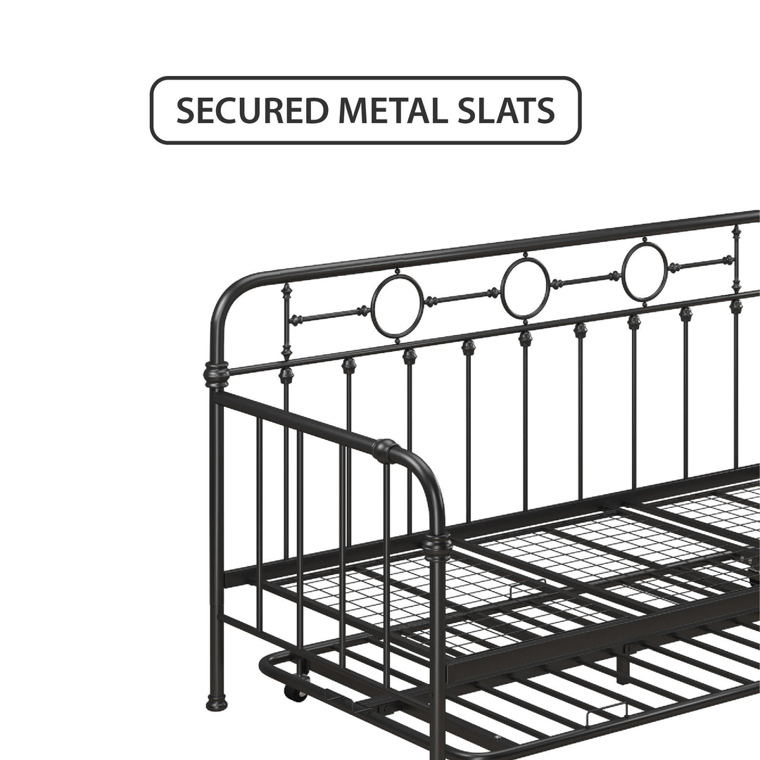 Willow Vintage Industrial Metal Daybed and Trundle Set - Black - Twin