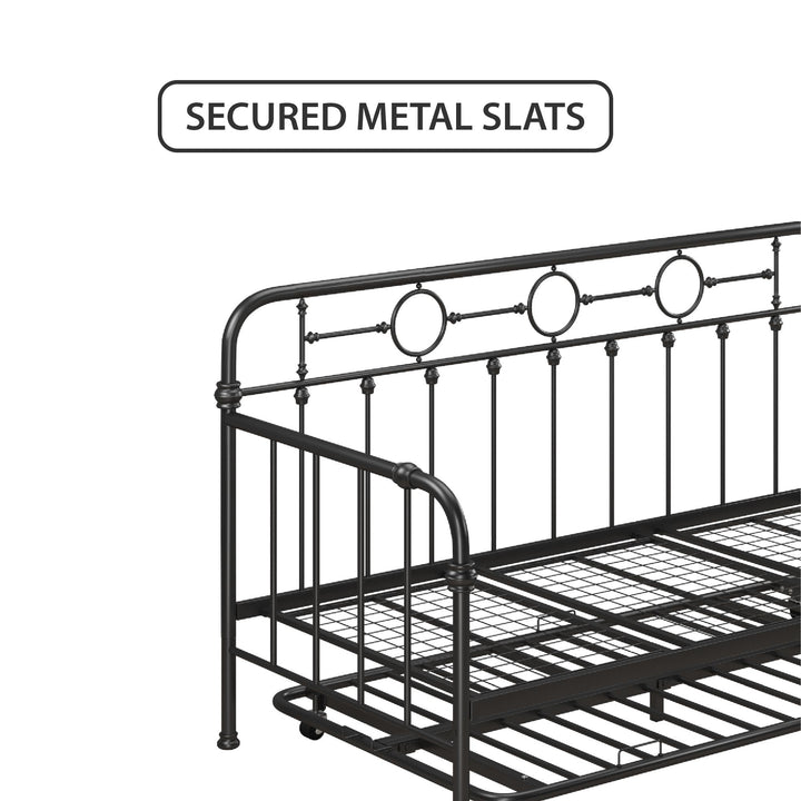 Willow Vintage Industrial Metal Daybed and Trundle Set - Black - Twin