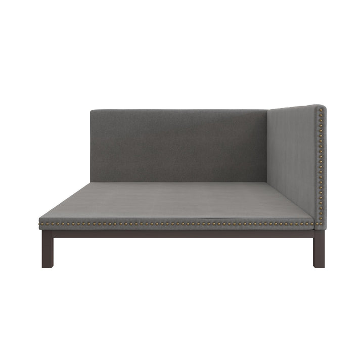Mid Century Upholstered Modern Daybed with Horizontal Tufted Headboard - Gray - Queen