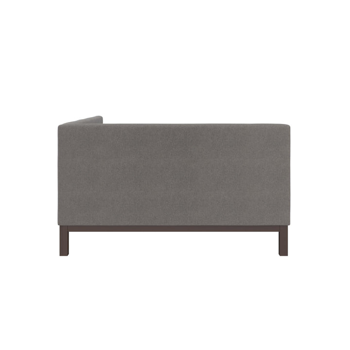 Mid Century Upholstered Modern Daybed with Horizontal Tufted Headboard - Gray - Queen