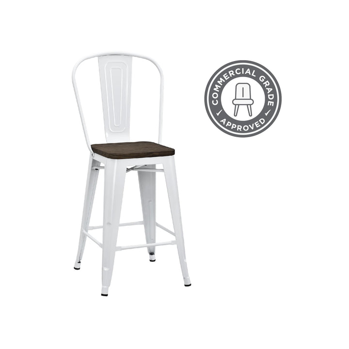 Luxor 24 Inch Metal Counter Height Bar Stool -  White