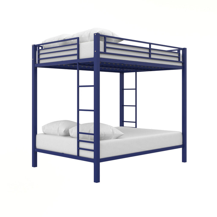 Full over Full Bunk Bed with Sturdy Metal Frame and Simple Design - Indigo Blue - Full-Over-Full