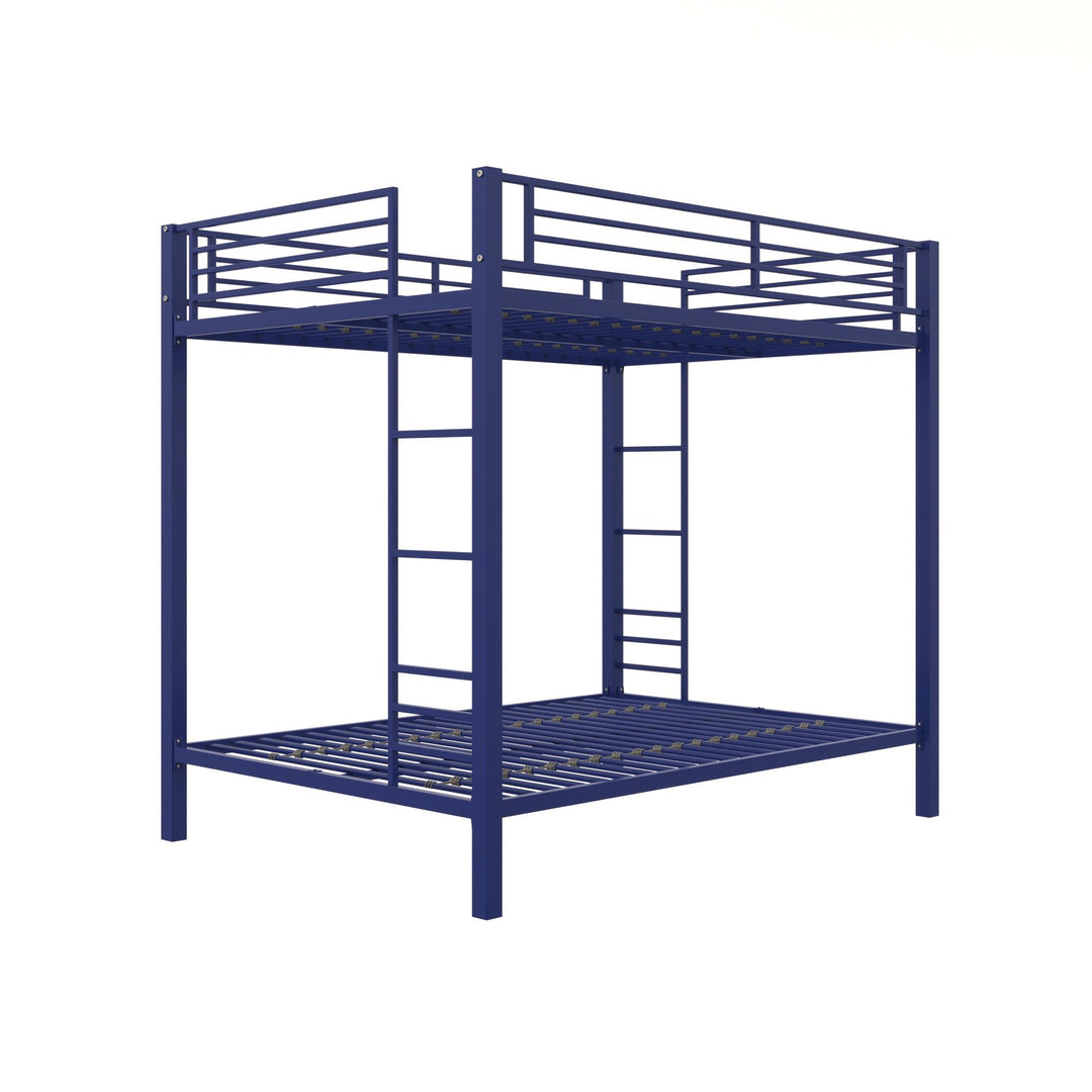 Full over Full Bunk Bed with Sturdy Metal Frame and Simple Design - Indigo Blue - Full-Over-Full