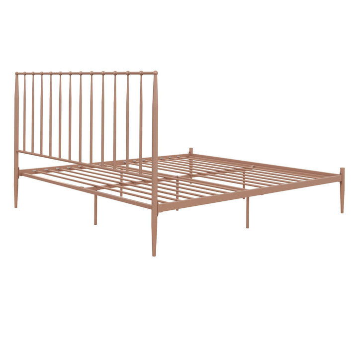 Giulia Modern Metal Platform Bed with Headboard and Underbed Clearance - Millennial Pink - King