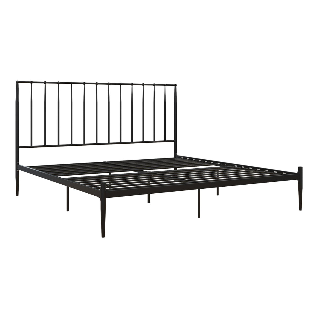 Giulia Modern Metal Platform Bed with Headboard and Underbed Clearance - Black - King