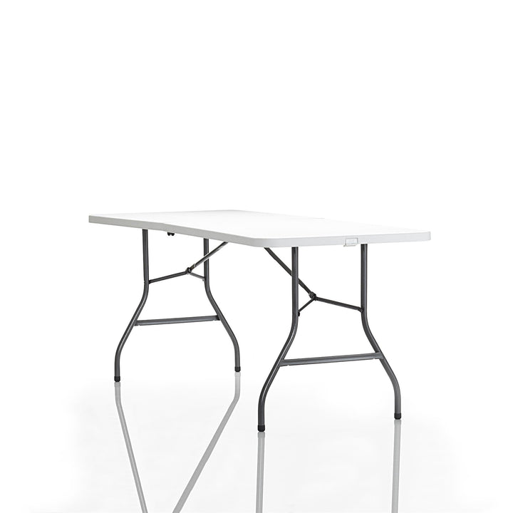 6 ft Fold-in-Half Banquet Folding Table with Handle - White - 6’ FIH