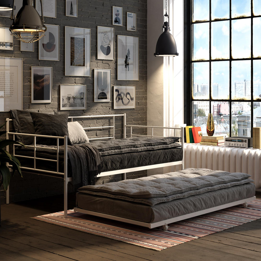 Praxis Metal Daybed with Trundle - White - Twin