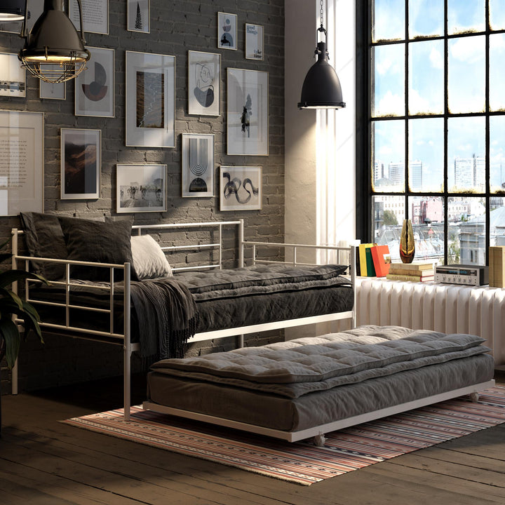 Praxis Metal Daybed with Trundle - White - Twin