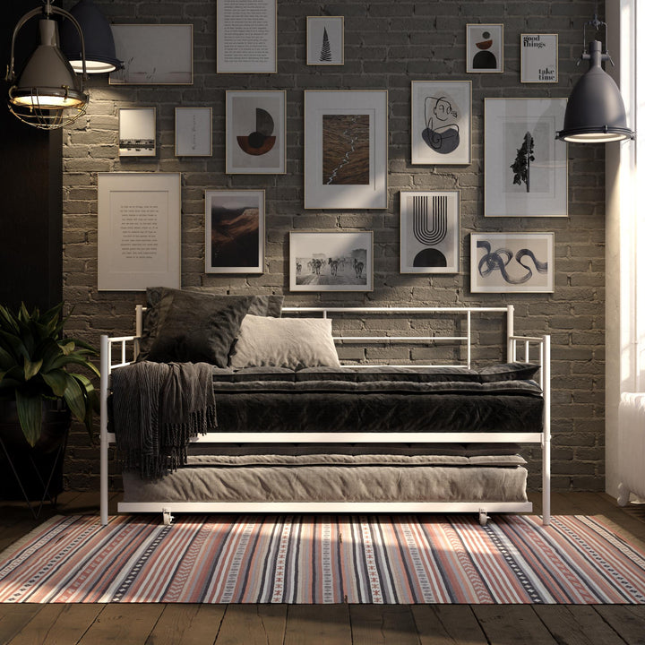 Praxis Metal Daybed with Trundle - White - Twin