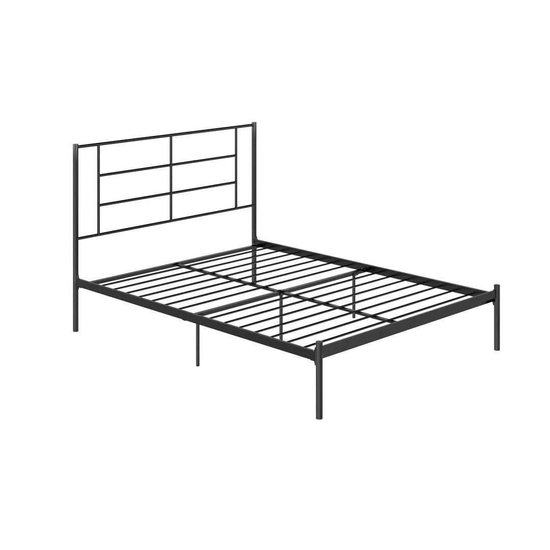 Praxis Metal Bed with a Geometric Headboard - Black - Full