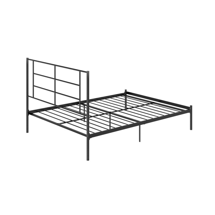 Praxis Metal Bed with a Geometric Headboard - Black - Full