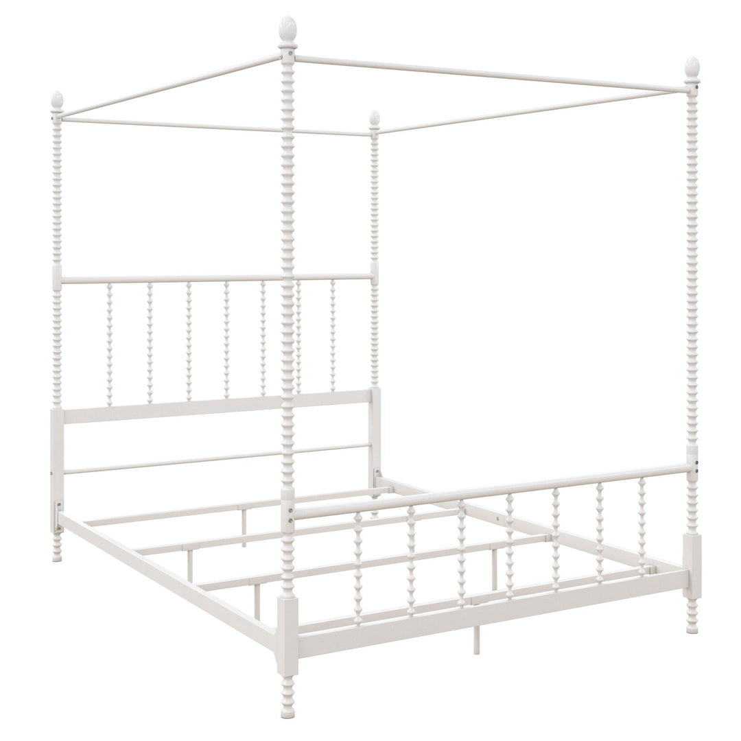 Jenny Lind Metal Canopy Bed with Twist Spindles - White - Full