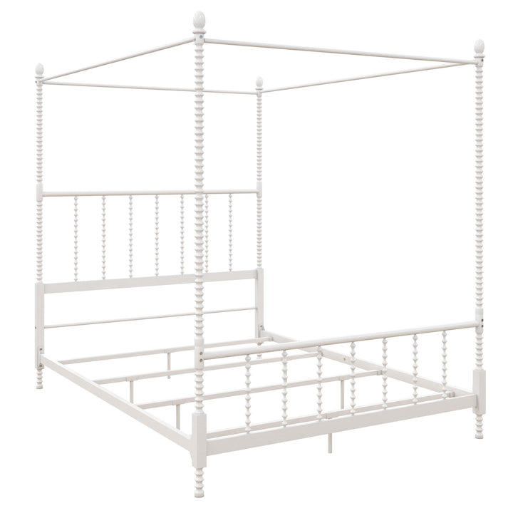 Jenny Lind Metal Canopy Bed with Twist Spindles - White - Full