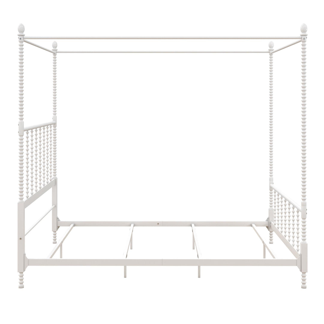 Jenny Lind Metal Canopy Bed with Twist Spindles - White - Full