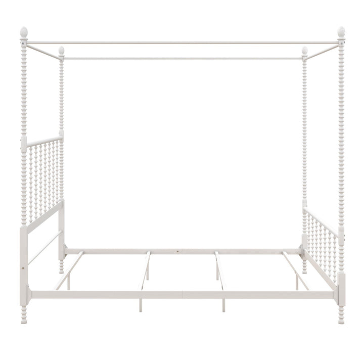 Jenny Lind Metal Canopy Bed with Twist Spindles - White - Full